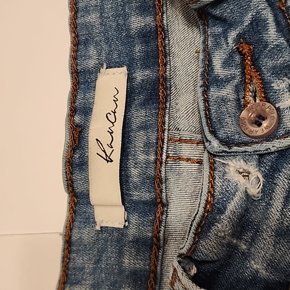 KANCAN DENIM BLUE JEAN SHORTS Size W5 26  5 Pockets 3 Front Pockets Perfect - Picture 2 of 7